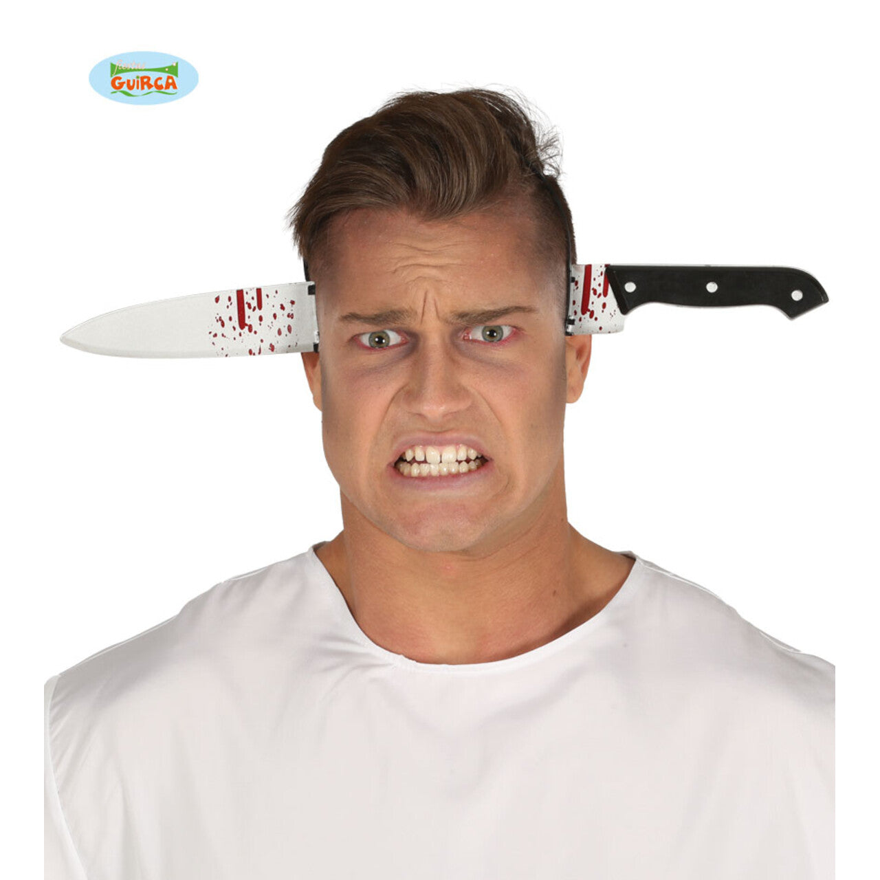 Op deze afbeelding zie je een Accessoires, van het merk Guirca. Slagersmes Dwars Door Het Hoofd