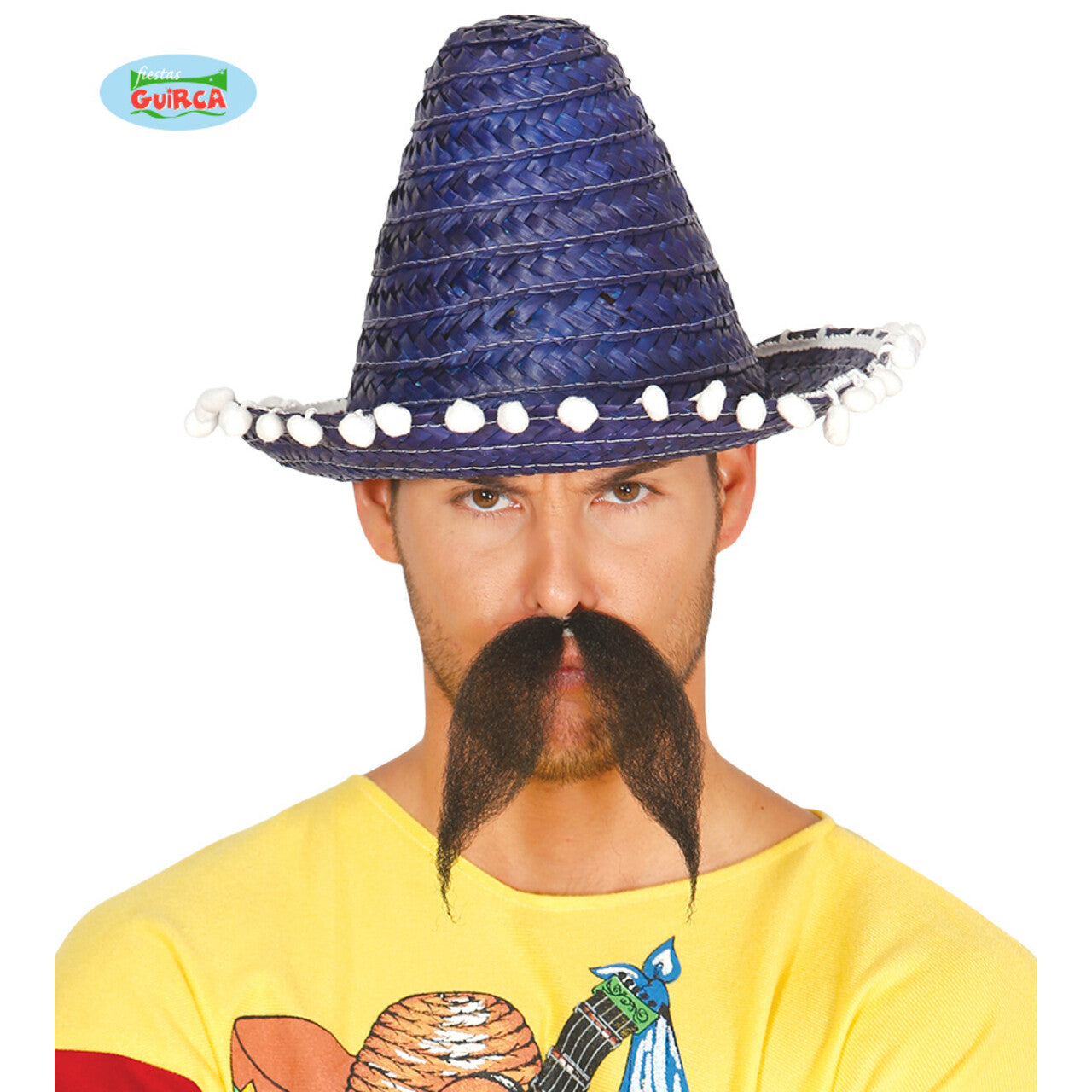 Op deze afbeelding zie je een Accessoires, van het merk Guirca. Kleine Sombrero Blauw Met Bolletjes Felipe