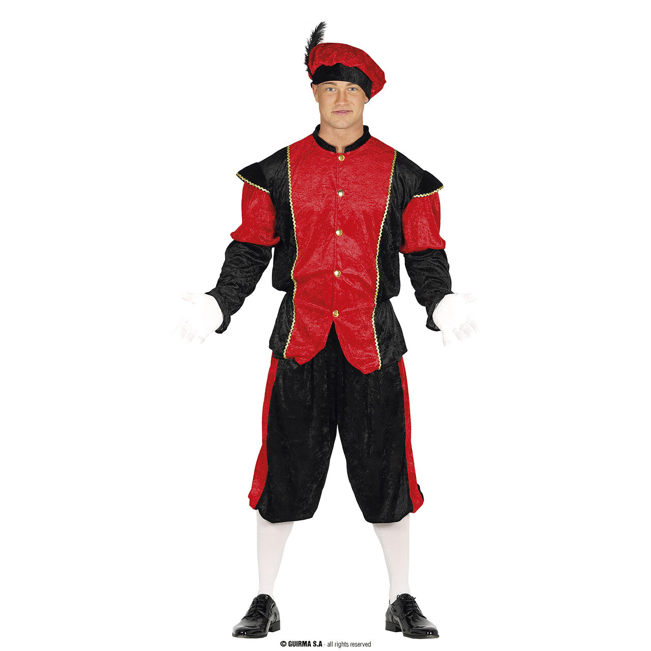 Op deze afbeelding zie je een Kostuums, van het merk Guirma. Roetveeg Piet Rood Man Kostuum