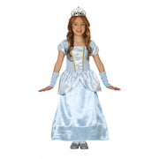 Op deze afbeelding zie je een Kostuums, van het merk Guirca. Hemelsblauwe Satijnen Prinses Meisje Kostuum