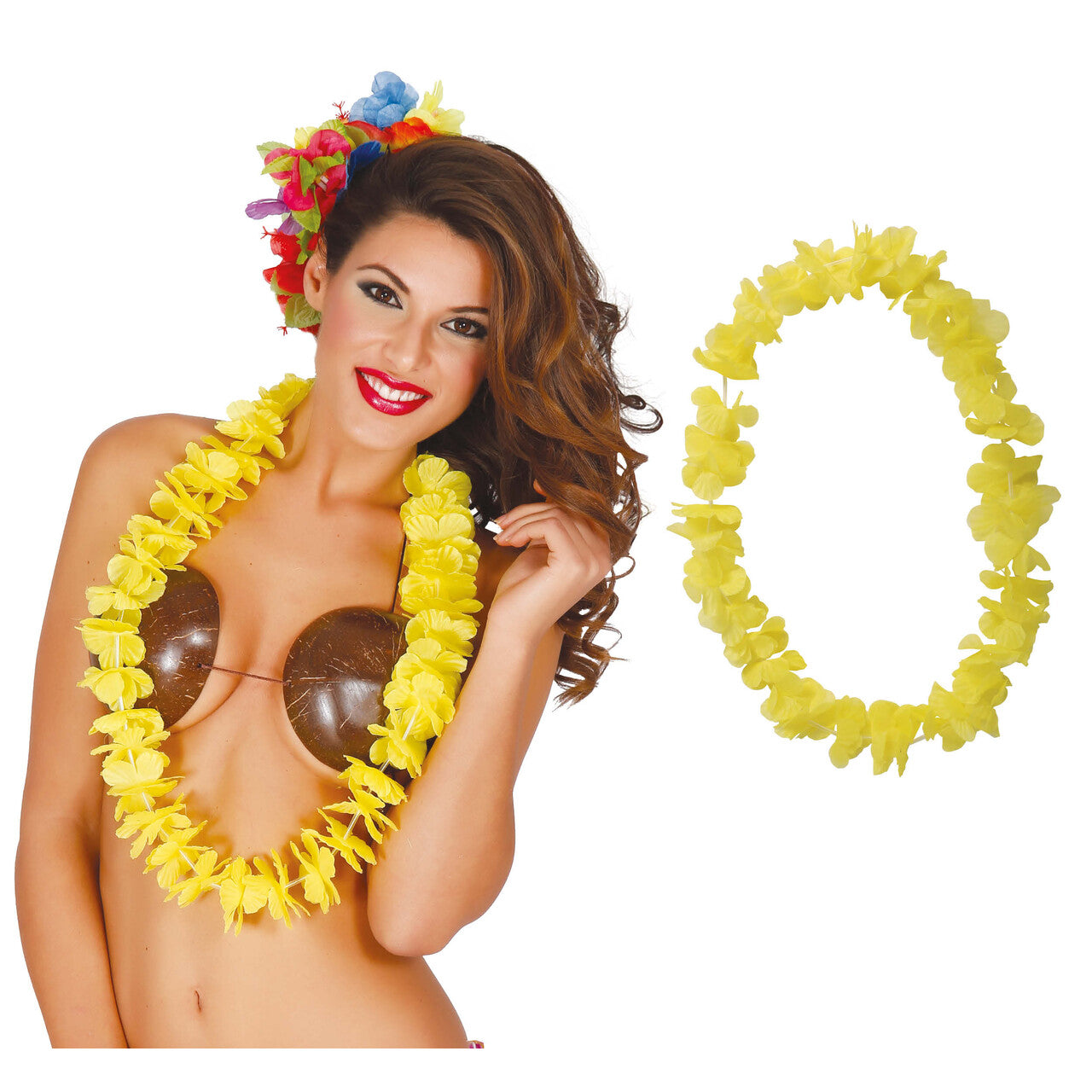 Op deze afbeelding zie je een Accessoires, van het merk Guirca. Aloha Hawaii Krans Geel
