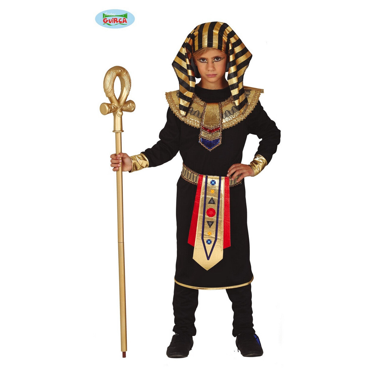 Op deze afbeelding zie je een Kostuums, van het merk Guirca. Gouden Egyptische Farao Horus Jongen Kostuum