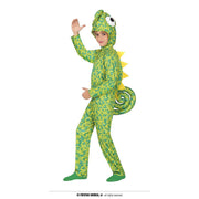 Op deze afbeelding zie je een Kostuums, van het merk Guirca. Gecamoufleerde Groene Kameleon Kind Kostuum