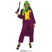 Op deze afbeelding zie je een Kostuums, van het merk Guirca. Paarse Gangster Schurk Paarse Joker Vrouw Kostuum