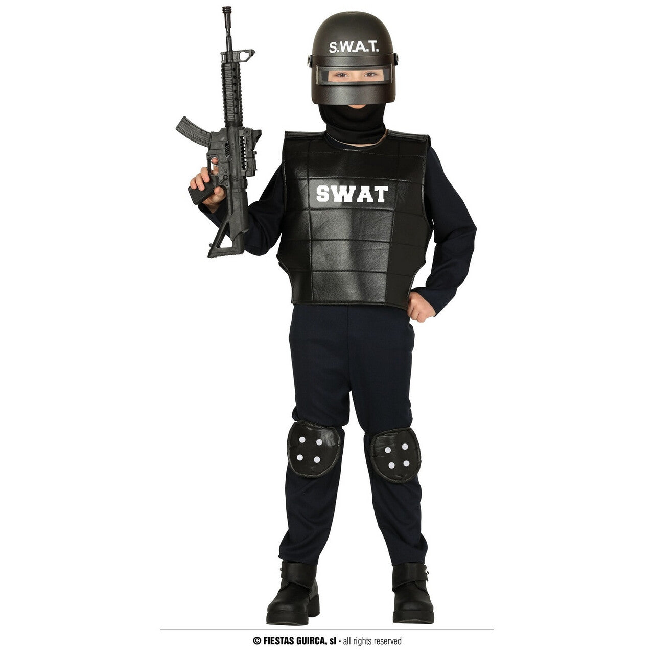Op deze afbeelding zie je een Kostuums, van het merk Guirca. Swat Officier Geen Half Werk Kind Kostuum