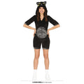 Zwarte Kat Korte Jumpsuit Vrouw Kostuum