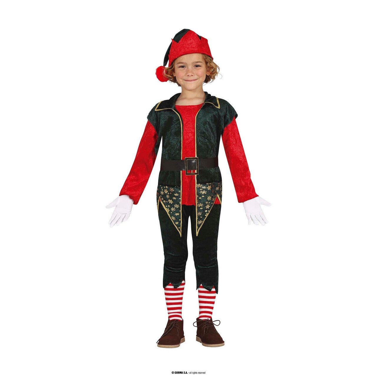 Op deze afbeelding zie je een Kostuums, van het merk Guirma. Kleinste Elf Grootste Hulp Jongen Kostuum