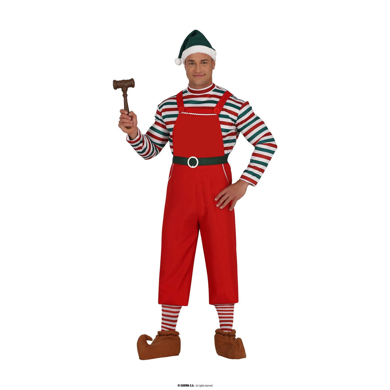 Op deze afbeelding zie je een Kostuums, van het merk Guirma. Winterhulpje Van De Kerst Elf Man Kostuum