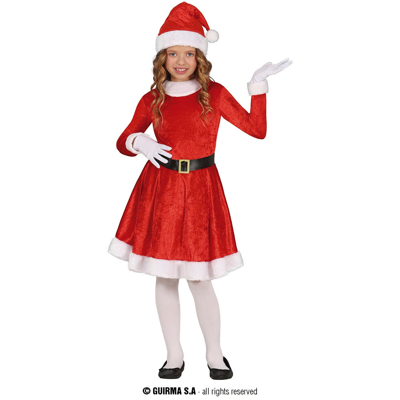Op deze afbeelding zie je een Kostuums, van het merk Guirma. Winter Claus Meisje Kostuum