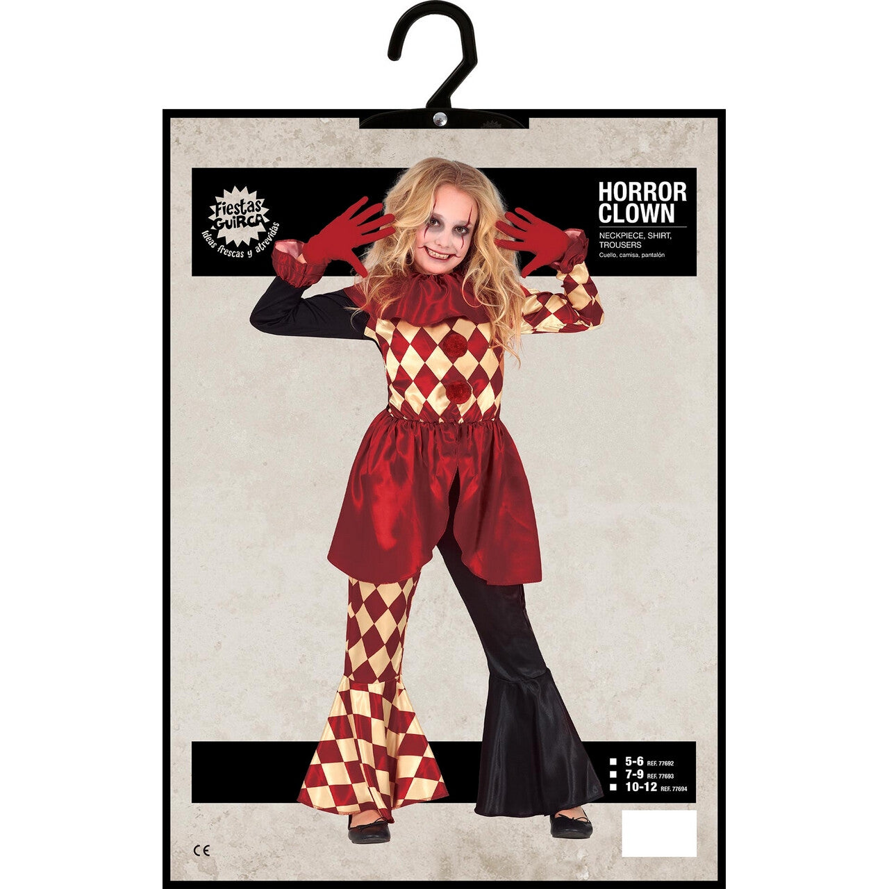 Op deze afbeelding zie je een Kostuums, van het merk Guirca. Lugubere Horror Clown Veronica Meisje Kostuum
