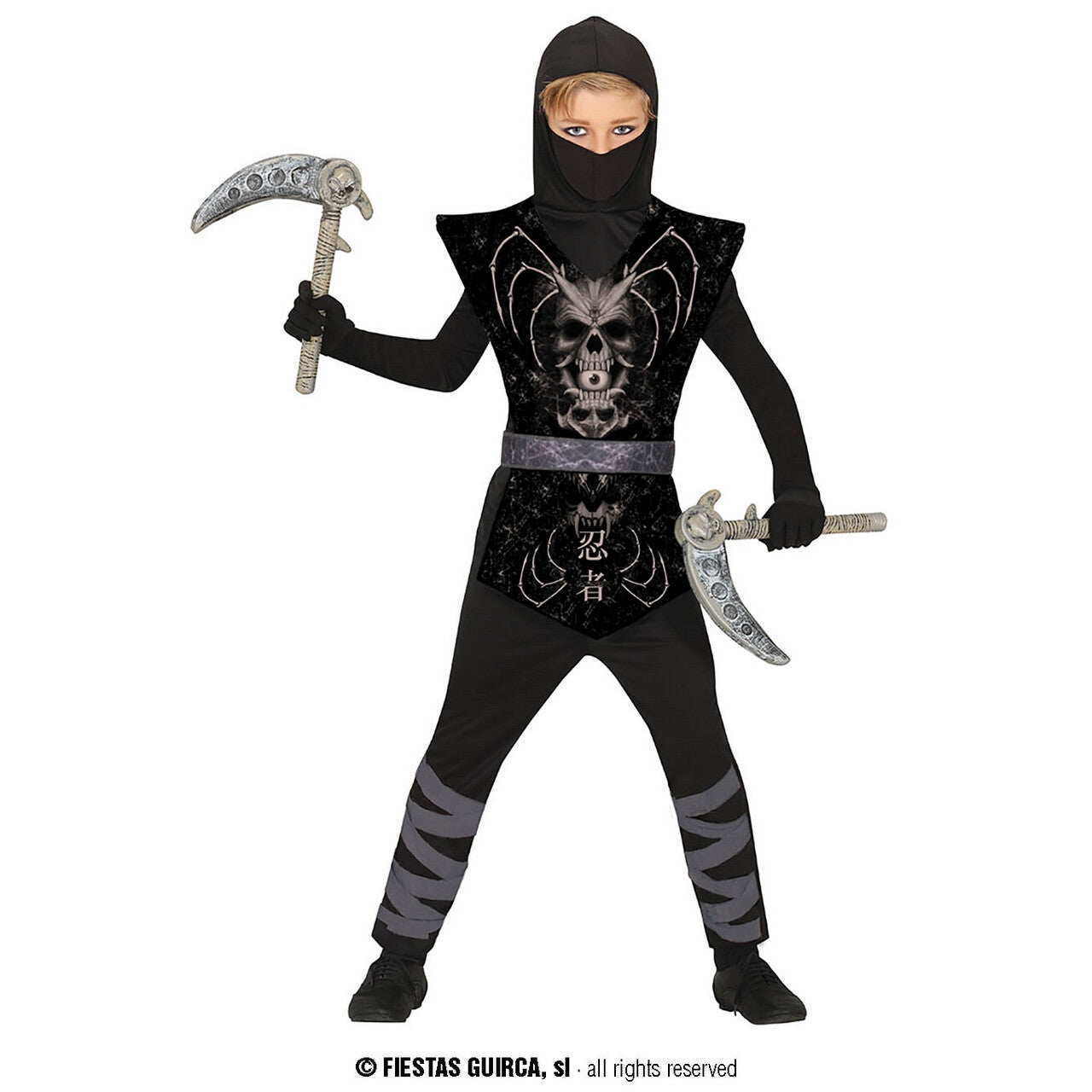 Op deze afbeelding zie je een Kostuums, van het merk Guirca. Dodelijke Skull Ninja Dead Li Kind Kostuum