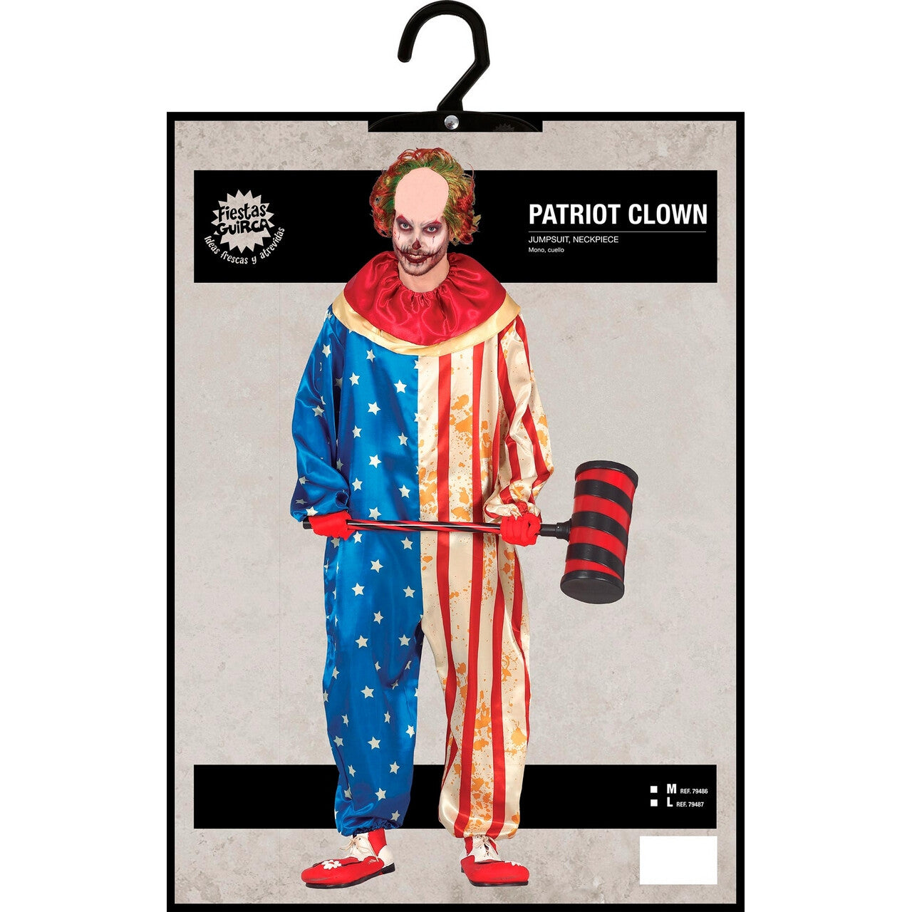 Op deze afbeelding zie je een Kostuums, van het merk Guirca. Unhappy USA Clown Kostuum