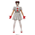Niet Zo Vrolijke Grijze Scary Clown Vrouw Kostuum