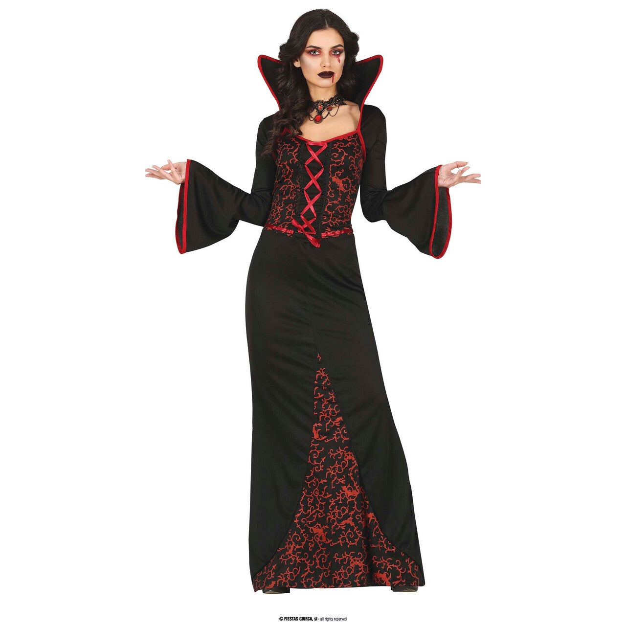 Op deze afbeelding zie je een Kostuums, van het merk Guirca. Elegante Diva Vampier Famke Vrouw Kostuum