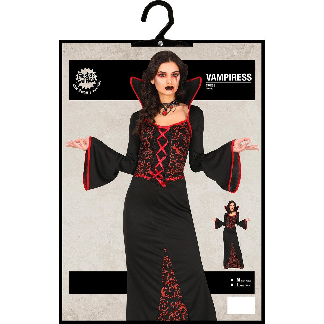 Op deze afbeelding zie je een Kostuums, van het merk Guirca. Elegante Diva Vampier Famke Vrouw Kostuum