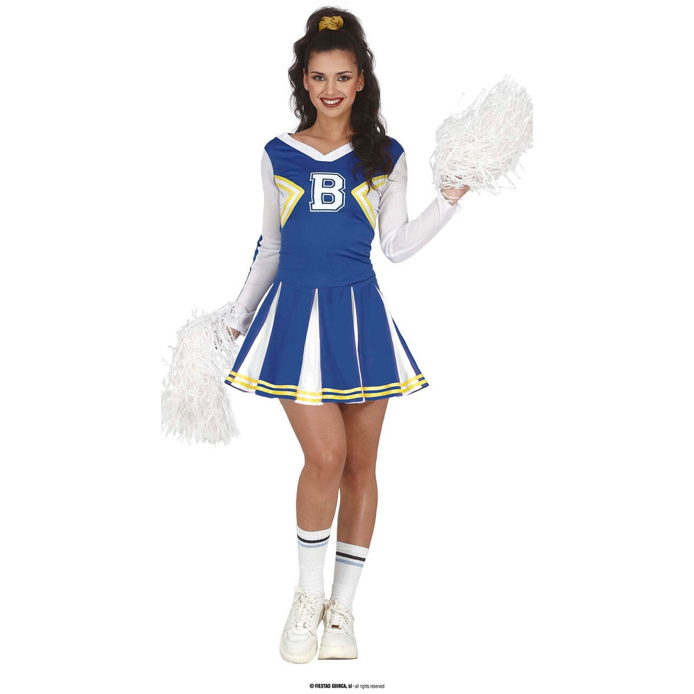 Op deze afbeelding zie je een Kostuums, van het merk Guirca. De B Van Blauw Cheerleader Vrouw Kostuum