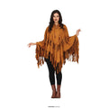 Bruine Indianenponcho Met Veel Franjes