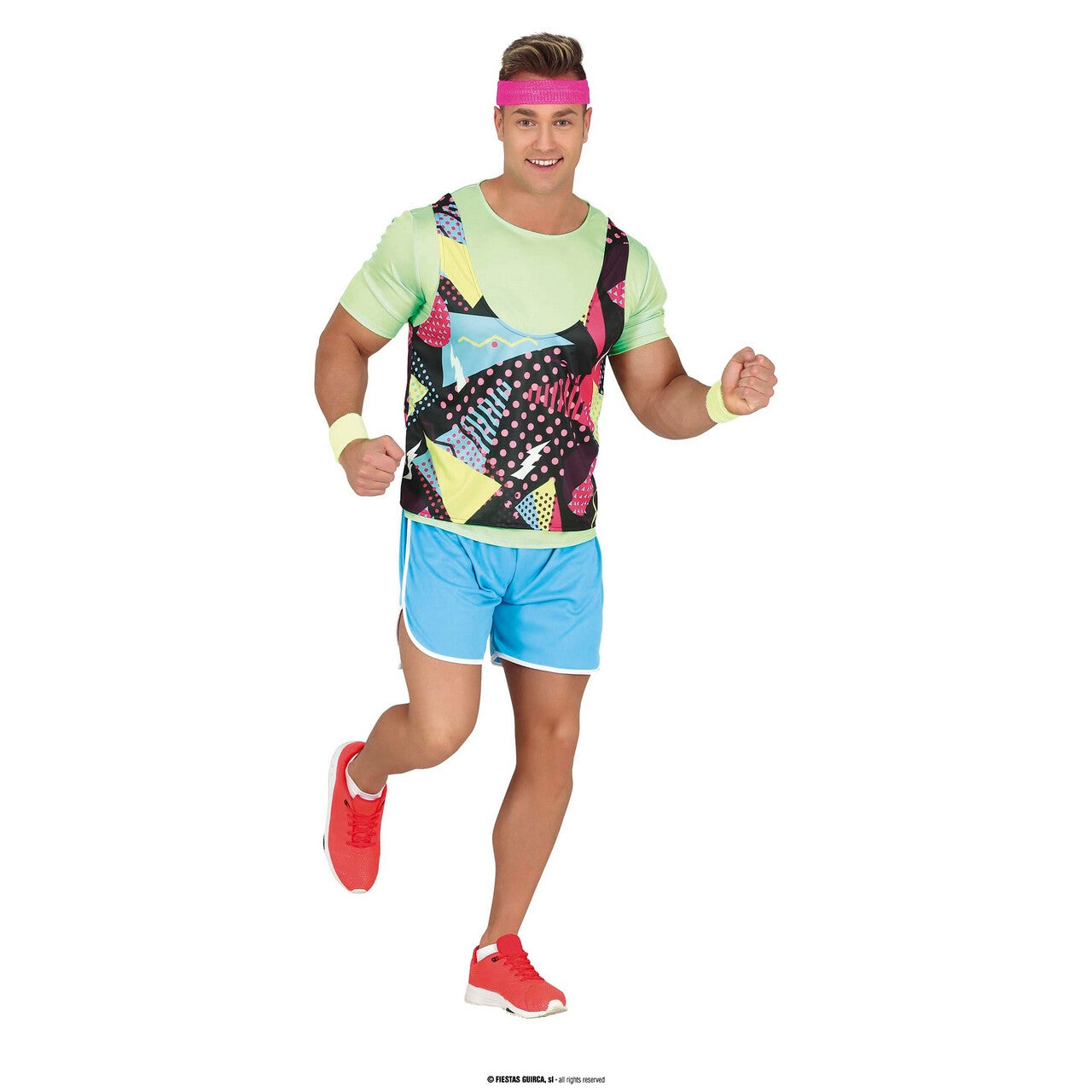 Op deze afbeelding zie je een Kostuums, van het merk Guirca. Jaren 80 Miami Beach Rollerskate Fit Man Kostuum