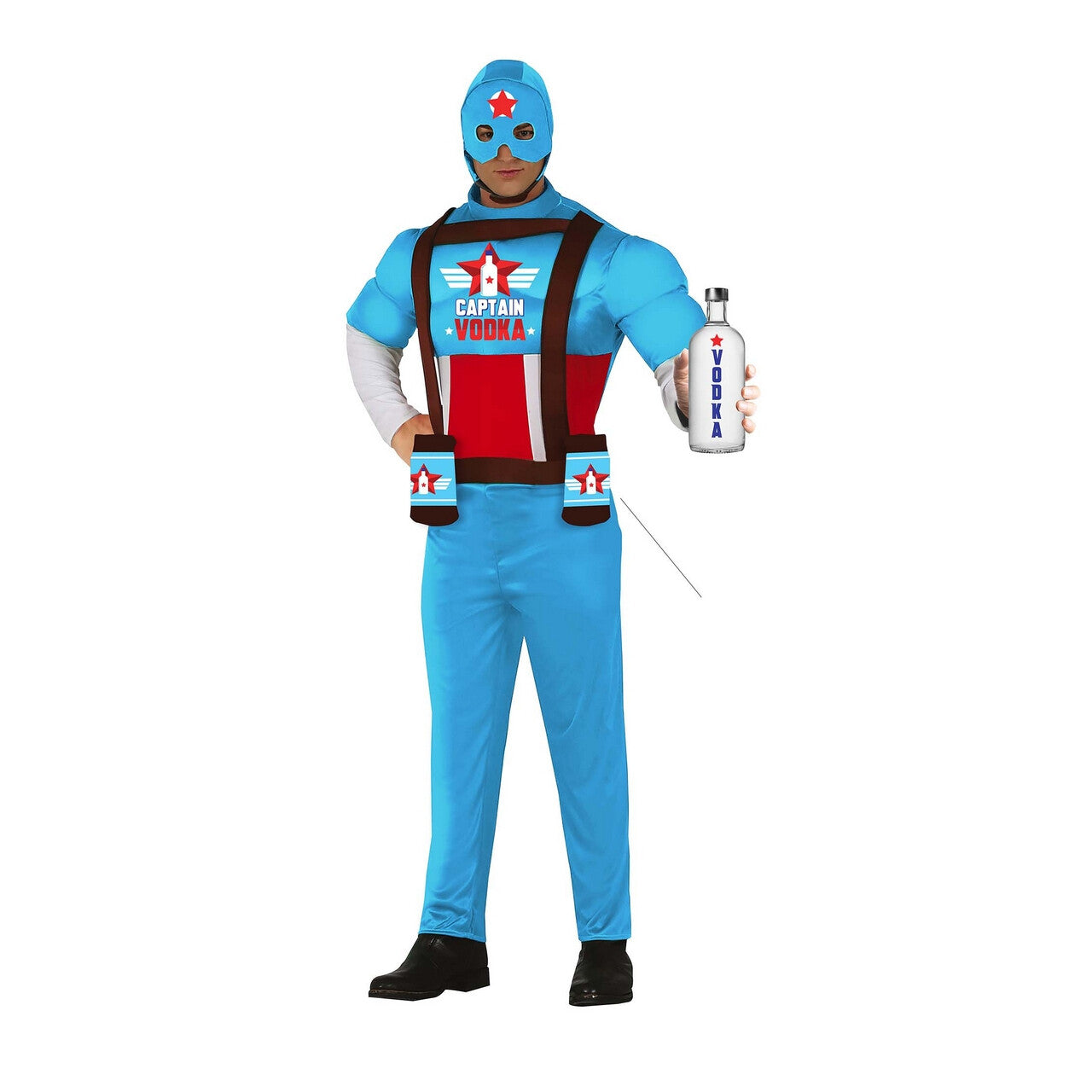 Op deze afbeelding zie je een Kostuums, van het merk Guirca. Superheld Captain Vodka Man Kostuum