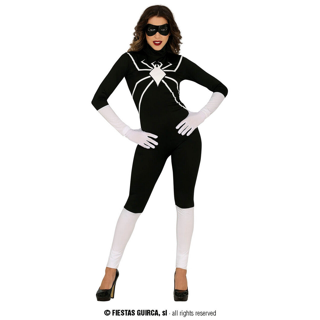 Op deze afbeelding zie je een Kostuums, van het merk Guirca. Heldin Dark Spiderlady Vrouw Kostuum
