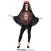 Op deze afbeelding zie je een Kostuums, van het merk Guirca. Mexicaanse Dag Van De Doden Poncho Vrouw Kostuum