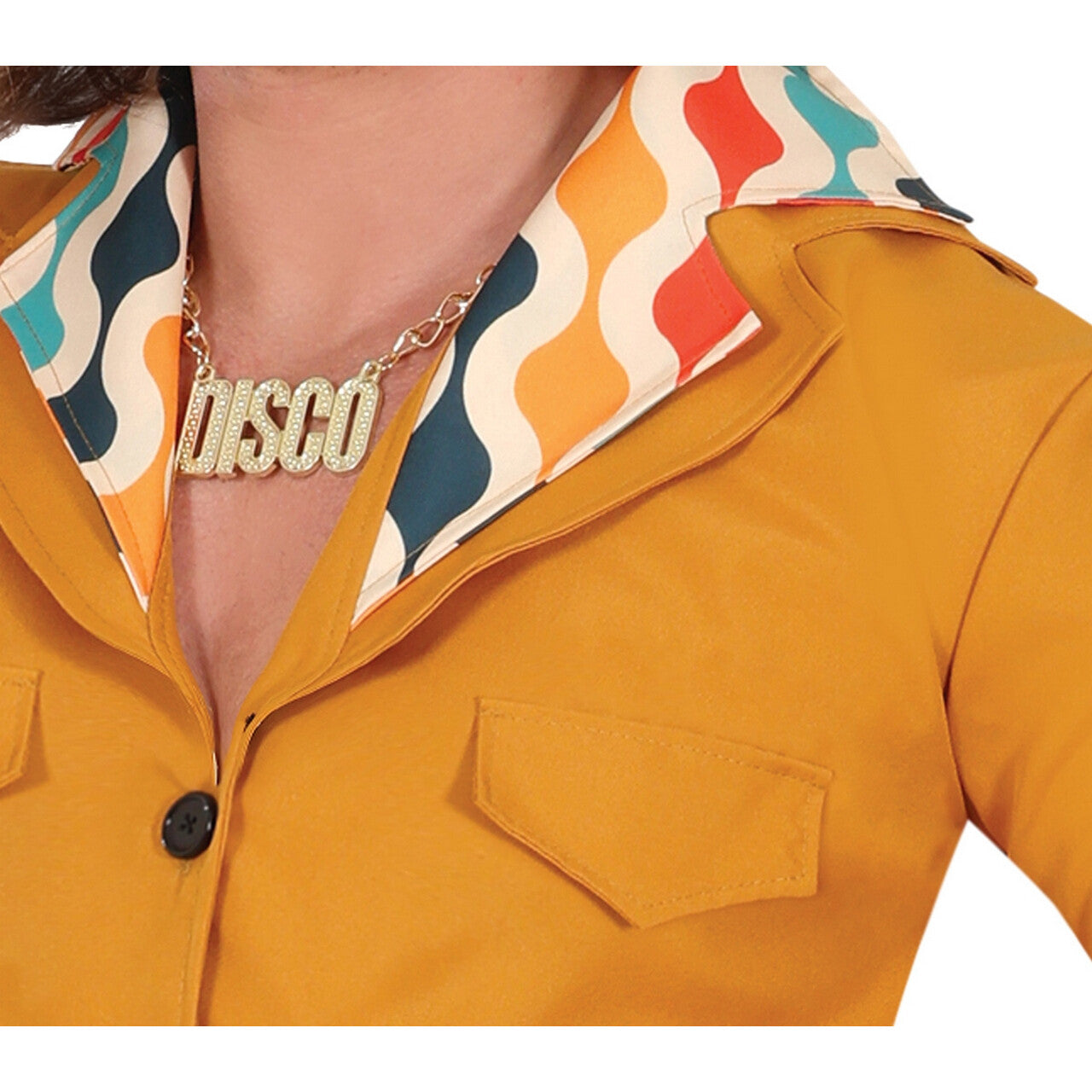 Op deze afbeelding zie je een Kostuums, van het merk Guirca. Disco Jaren 70 Justin De Orange Man Kostuum