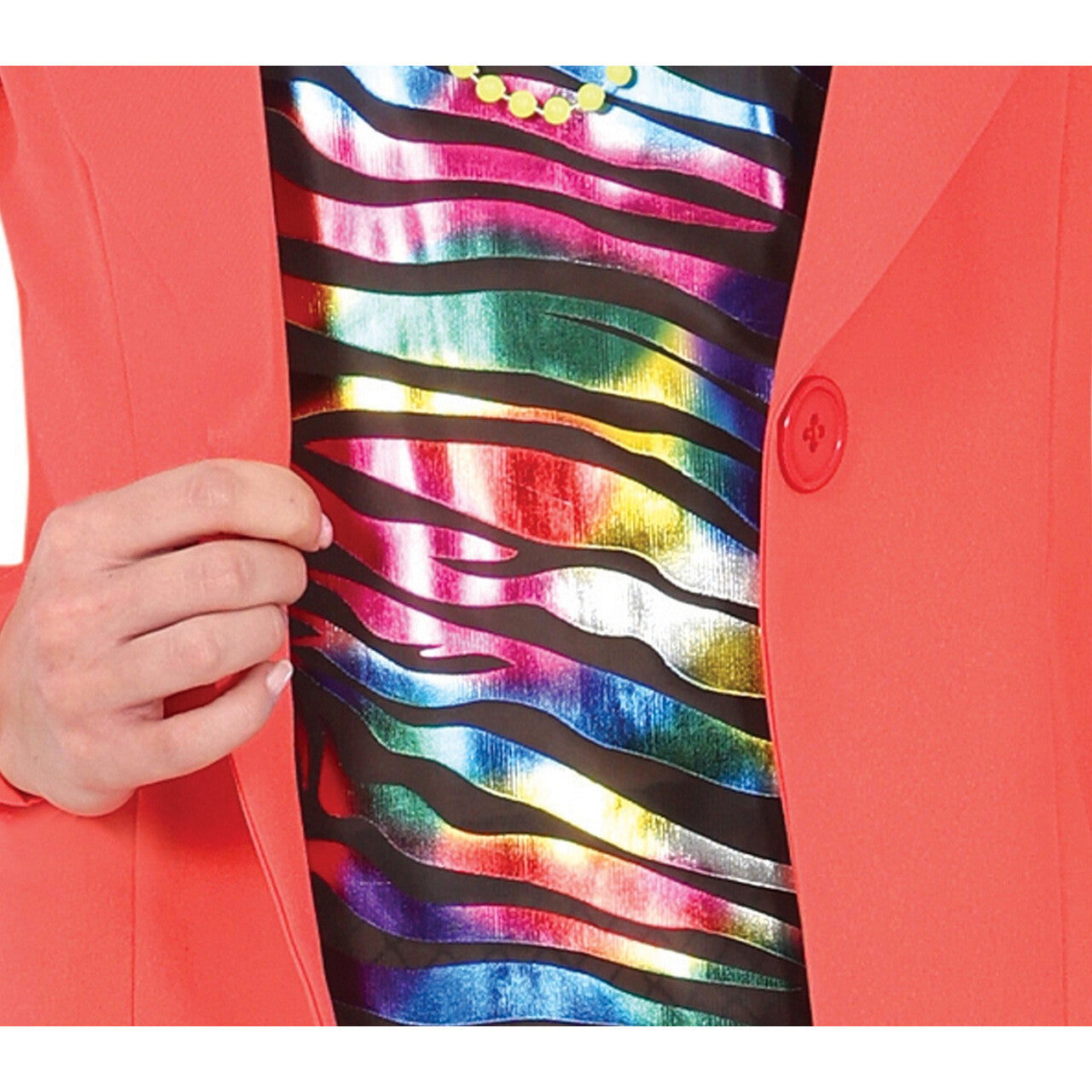 Op deze afbeelding zie je een Kostuums, van het merk Guirca. Regenboog Tijger Party Girl Jaren 80 Vrouw Kostuum