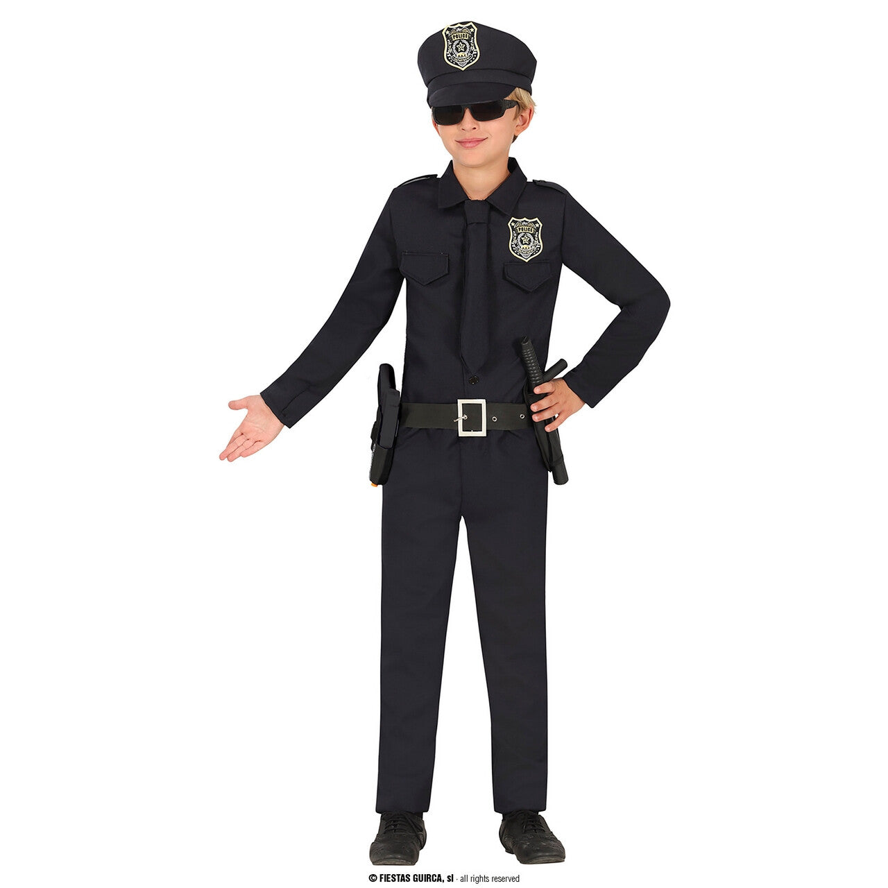 Op deze afbeelding zie je een Kostuums, van het merk Guirca. Politie Man Big City Sam Kind Kostuum