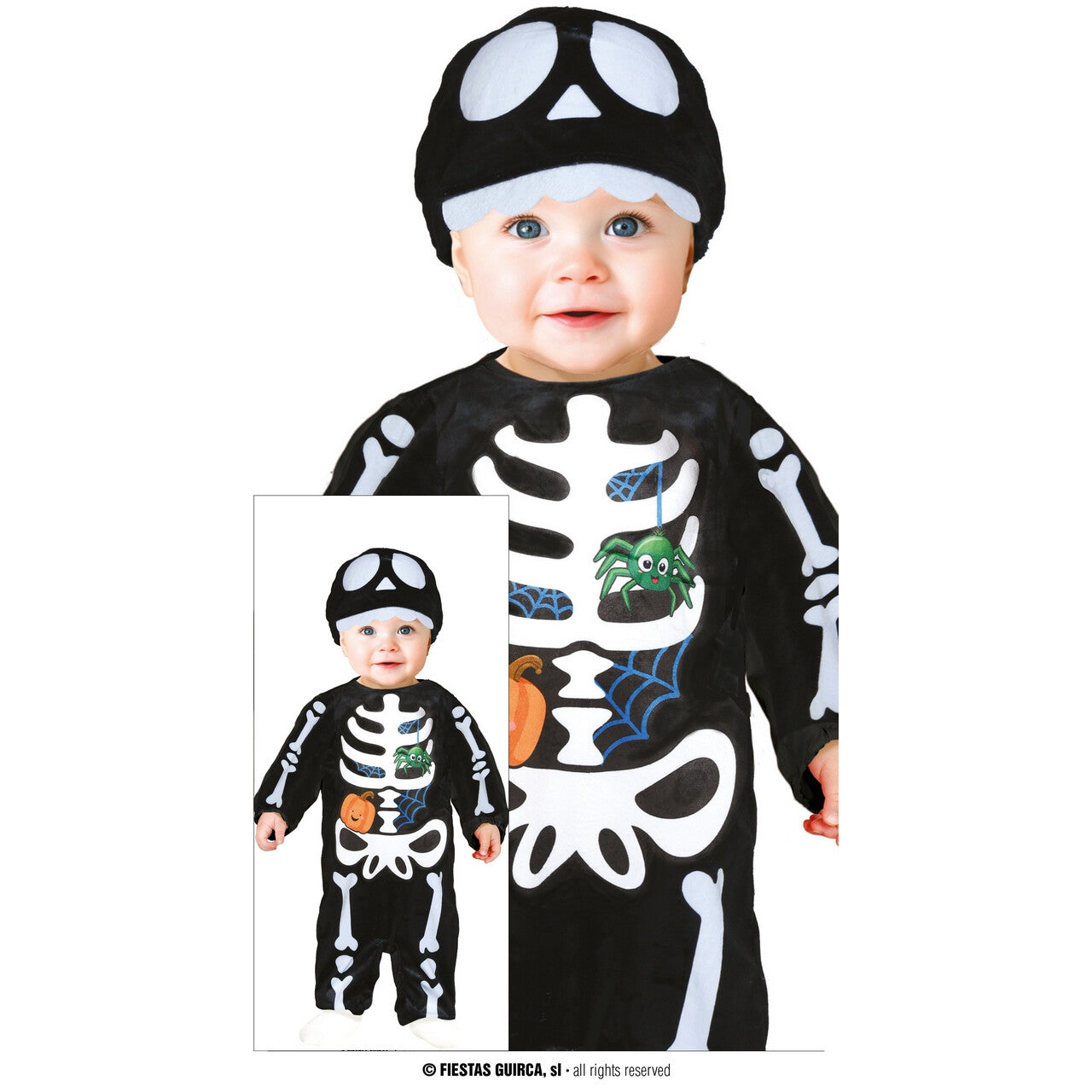 Op deze afbeelding zie je een Kostuums, van het merk Guirca. Geraamte Met Halloween Vriendjes Kind Kostuum