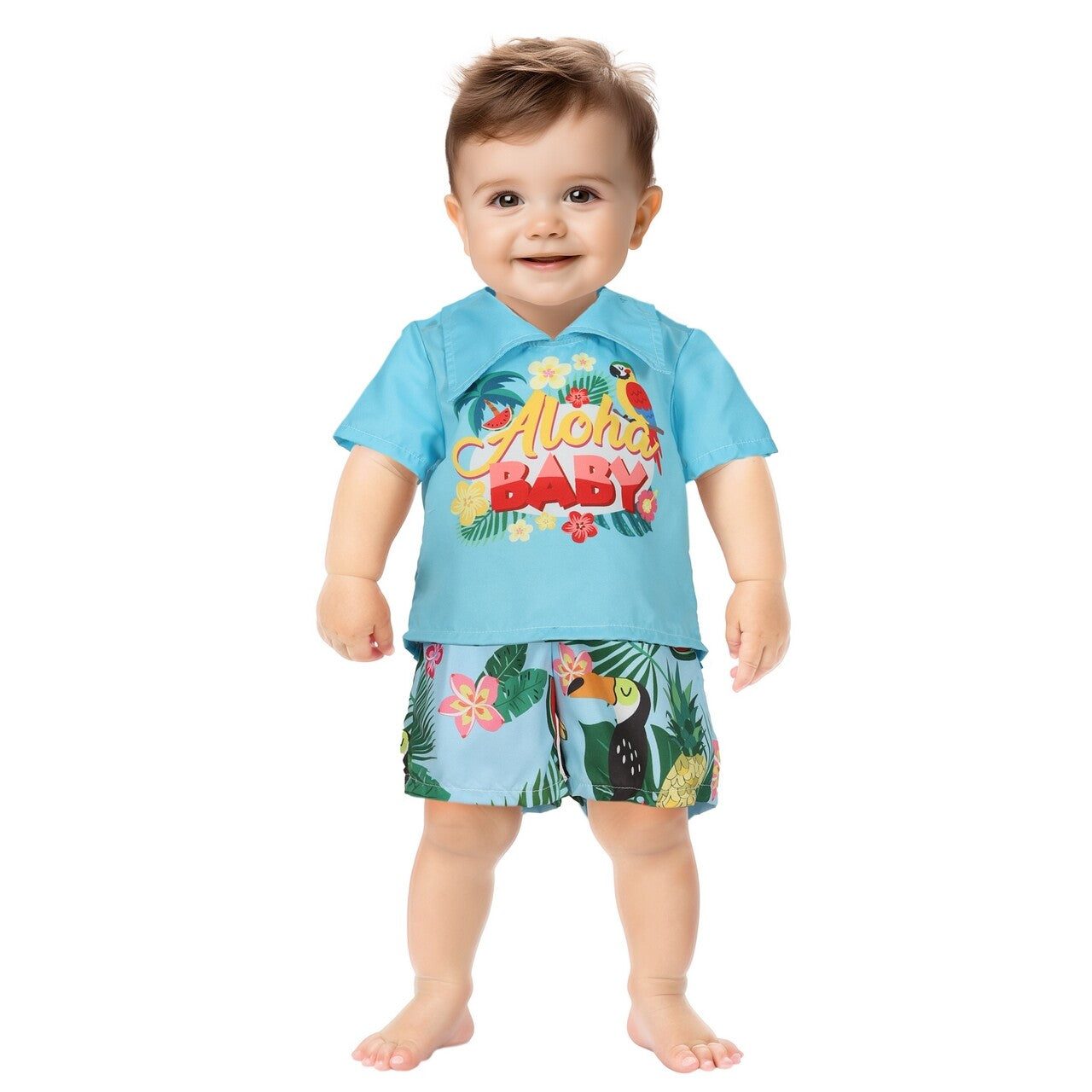 Op deze afbeelding zie je een Kostuums, van het merk Guirca. Aloha Tropische Baby Blauw Kind Kostuum