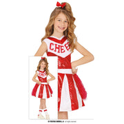 Op deze afbeelding zie je een Kostuums, van het merk Guirca. Cheer Team Rood Wit Cheerleader Meisje Kostuum