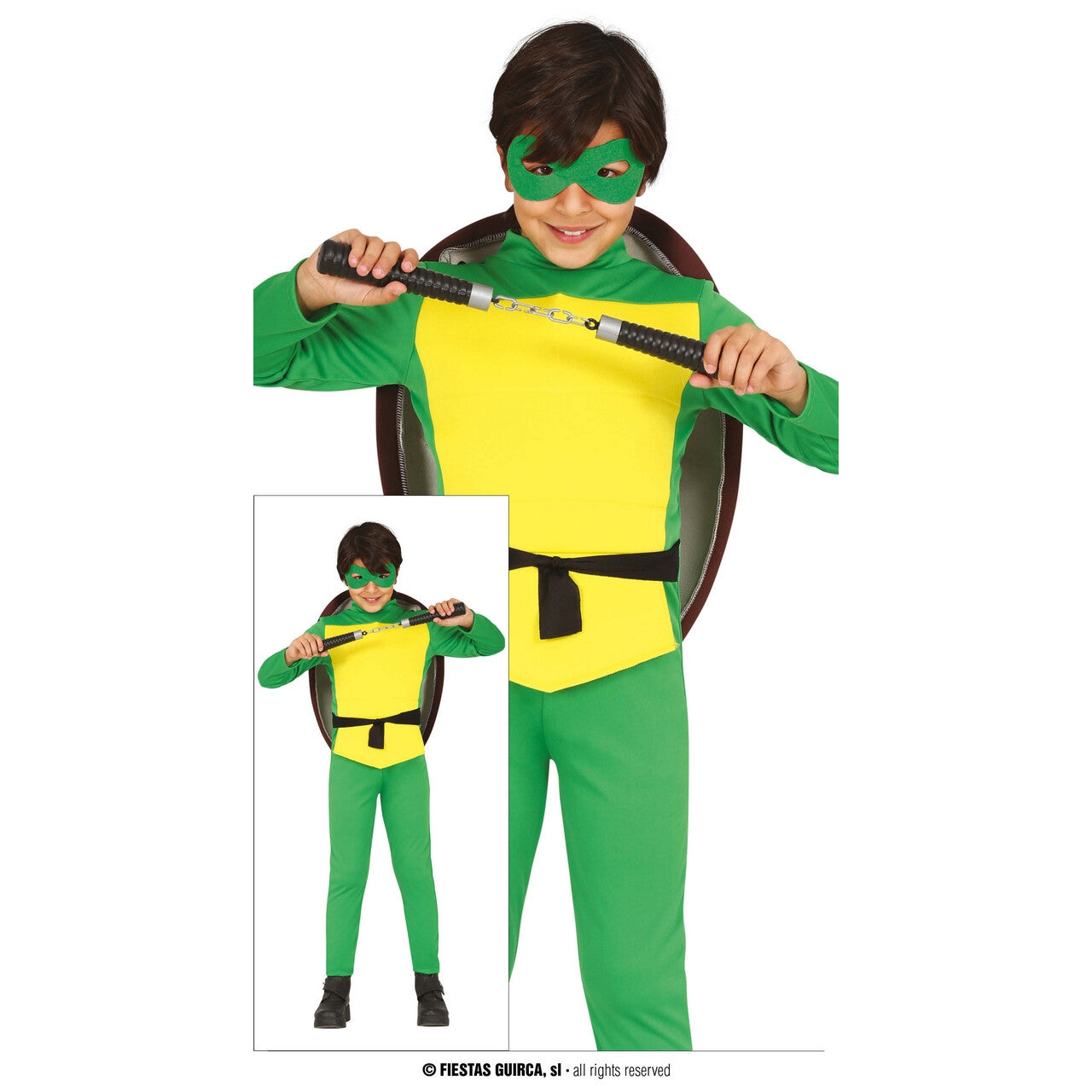 Op deze afbeelding zie je een Kostuums, van het merk Guirca. Ninja Turtle Kylian Kind Kostuum
