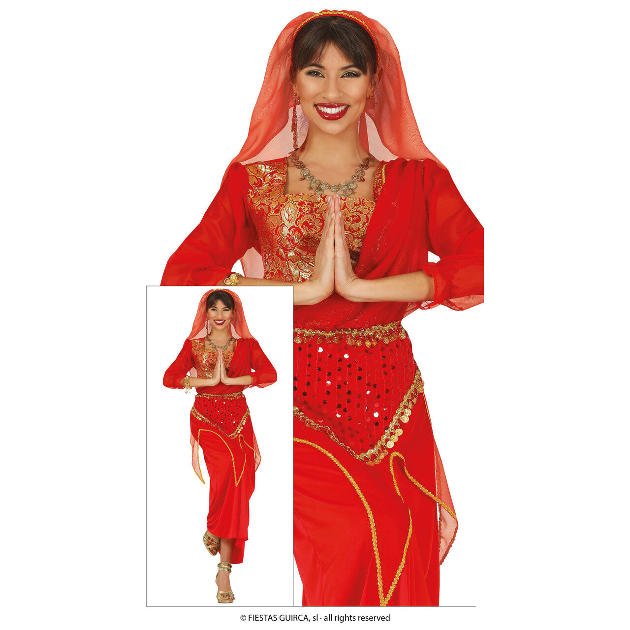 Op deze afbeelding zie je een Kostuums, van het merk Guirca. Indiase Danseres Priya Vrouw Kostuum