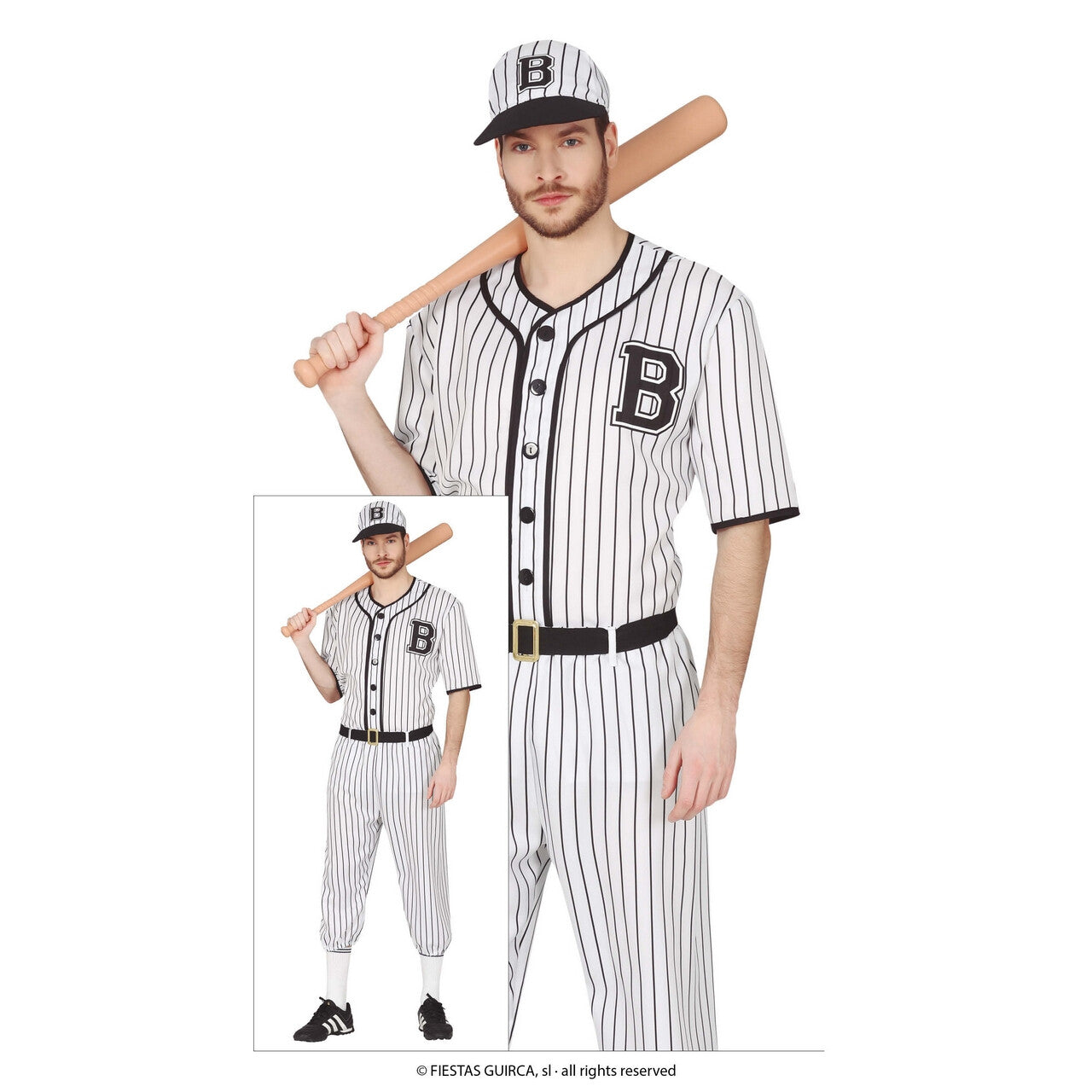 Op deze afbeelding zie je een Kostuums, van het merk Guirca. Honkbal Speler Team B Man Kostuum