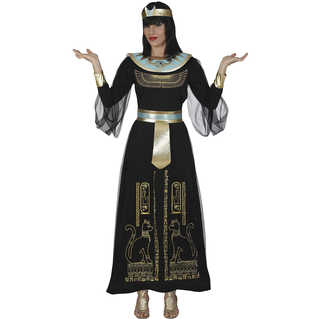 Op deze afbeelding zie je een Kostuums, van het merk Guirca. Cat Queen Of Egypt Vrouw Kostuum