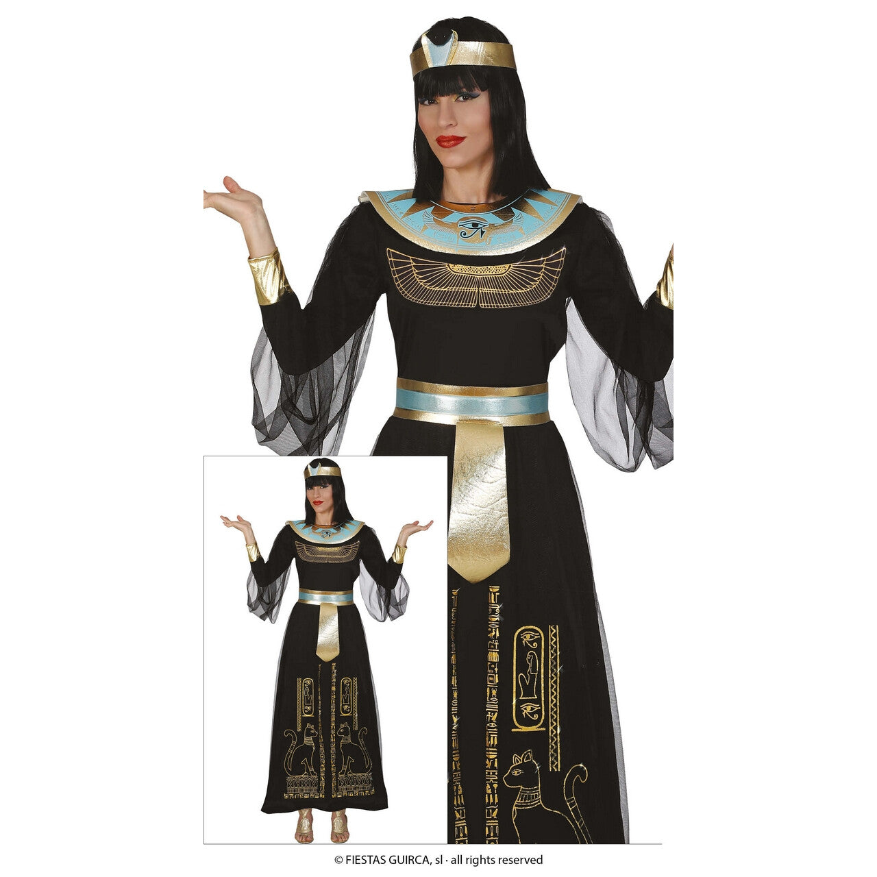 Op deze afbeelding zie je een Kostuums, van het merk Guirca. Cat Queen Of Egypt Vrouw Kostuum
