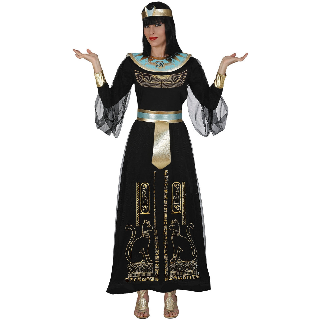 Op deze afbeelding zie je een Kostuums, van het merk Guirca. Cat Queen Of Egypt Vrouw Kostuum