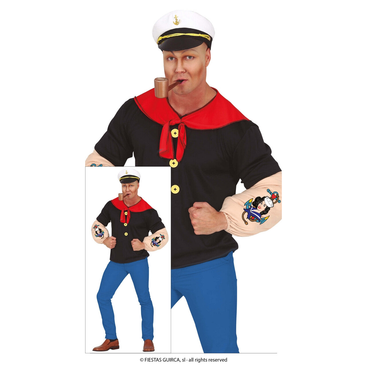 Op deze afbeelding zie je een Kostuums, van het merk Guirca. Ontzettend Gespierde Matroos Man Kostuum