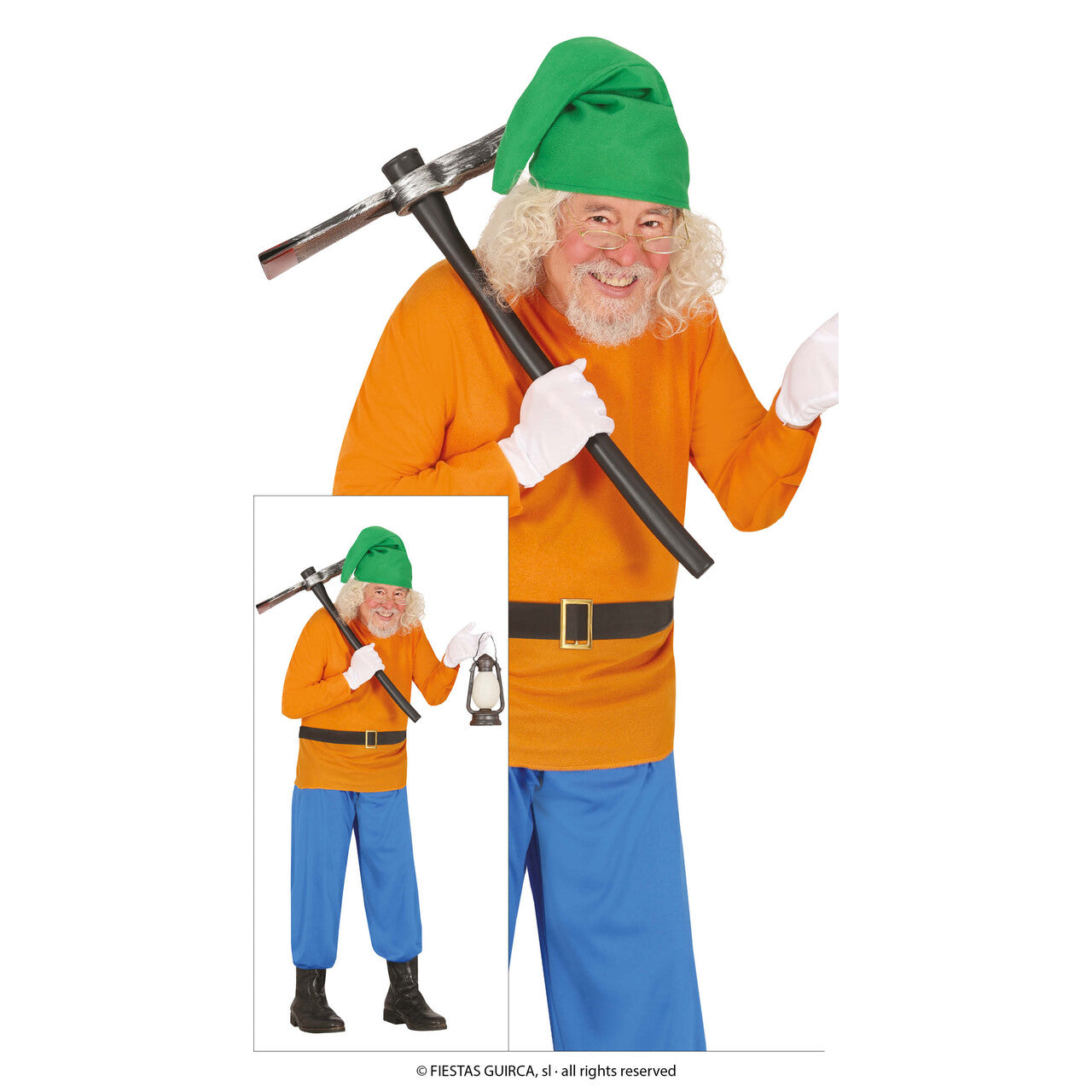 Op deze afbeelding zie je een Kostuums, van het merk Guirca. Opgewekte Dwerg Giechel Man Kostuum