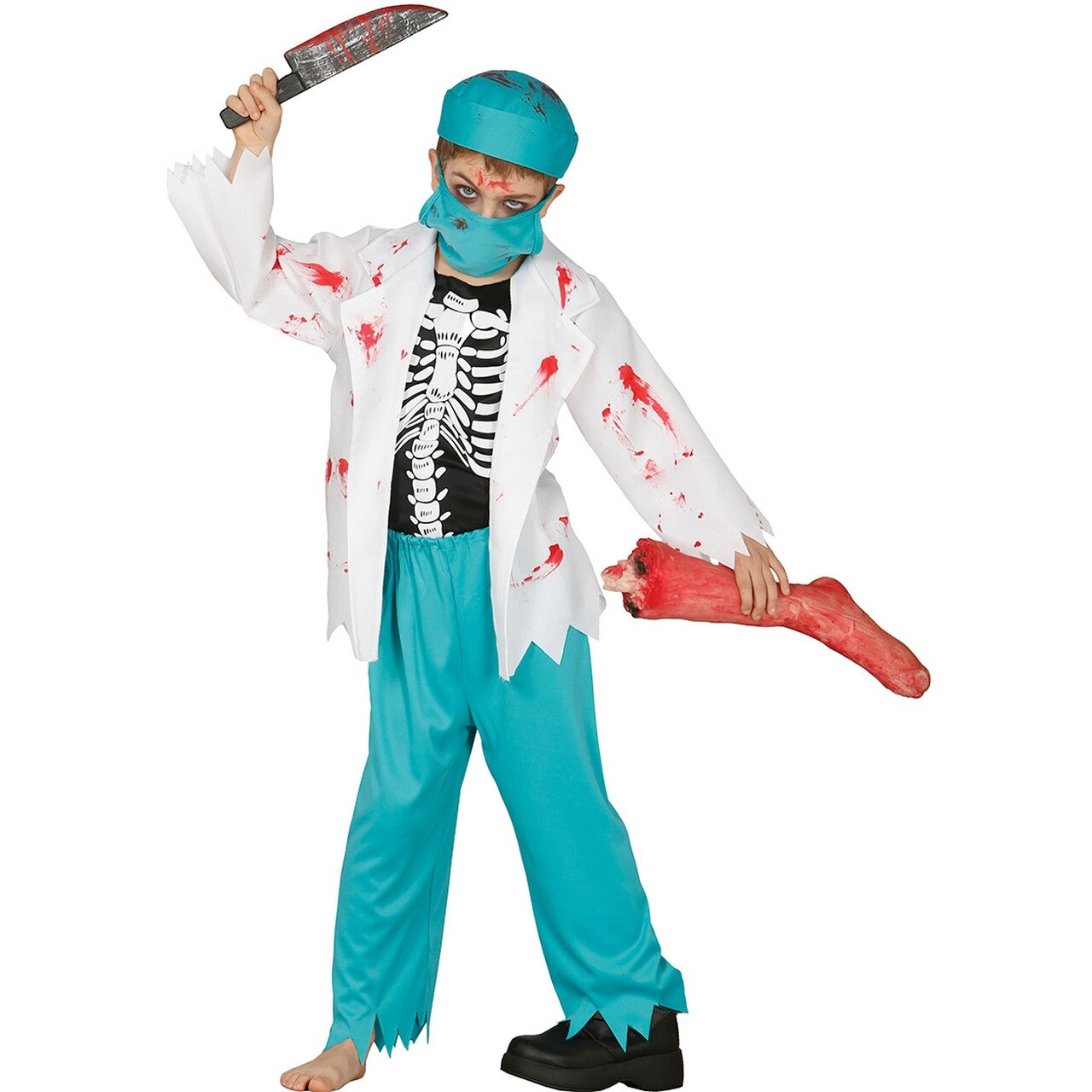 Op deze afbeelding zie je een Kostuums, van het merk Guirca. Zombie Dokter Lustbloed Kind Kostuum
