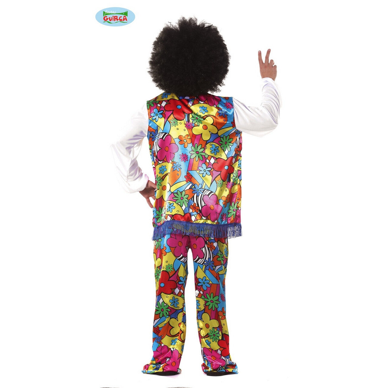 Op deze afbeelding zie je een Kostuums, van het merk Guirca. Flower Power Peacekeeper Man Kostuum