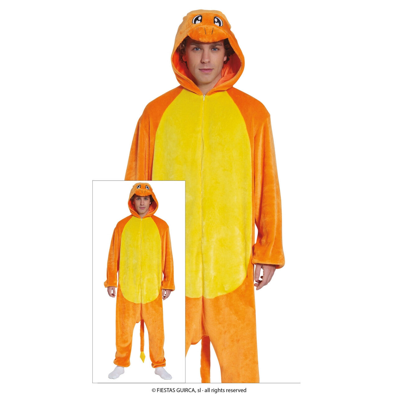 Op deze afbeelding zie je een Kostuums, van het merk Guirca. Charlie De Oranje Vuur Draak Kostuum