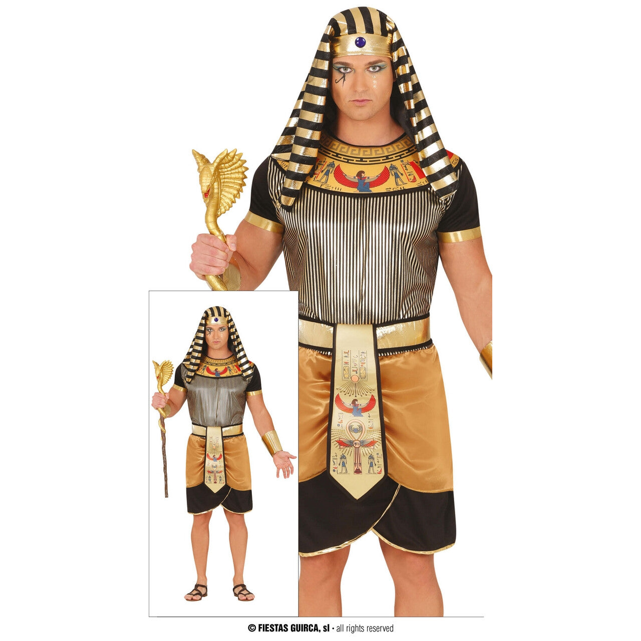 Op deze afbeelding zie je een Kostuums, van het merk Guirca. Farao Koning Narmer Van Het Grote Rijk Man Kostuum