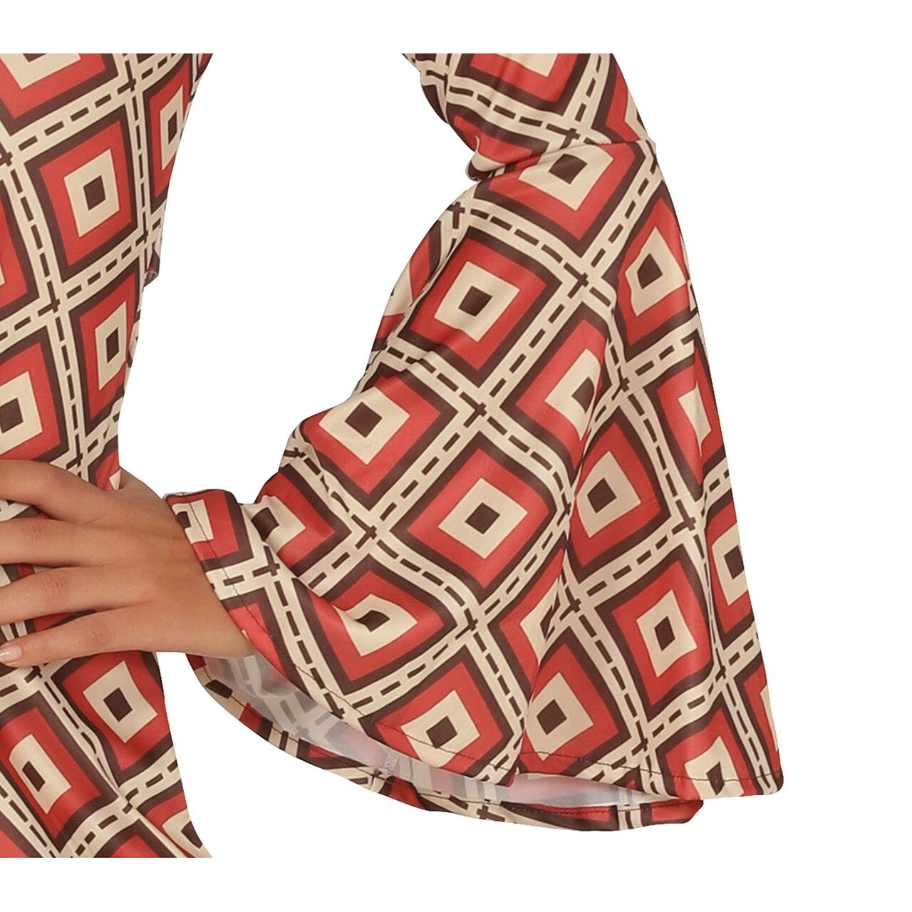 Op deze afbeelding zie je een Kostuums, van het merk Guirca. Super 70s Carly Curtain Vrouw Kostuum