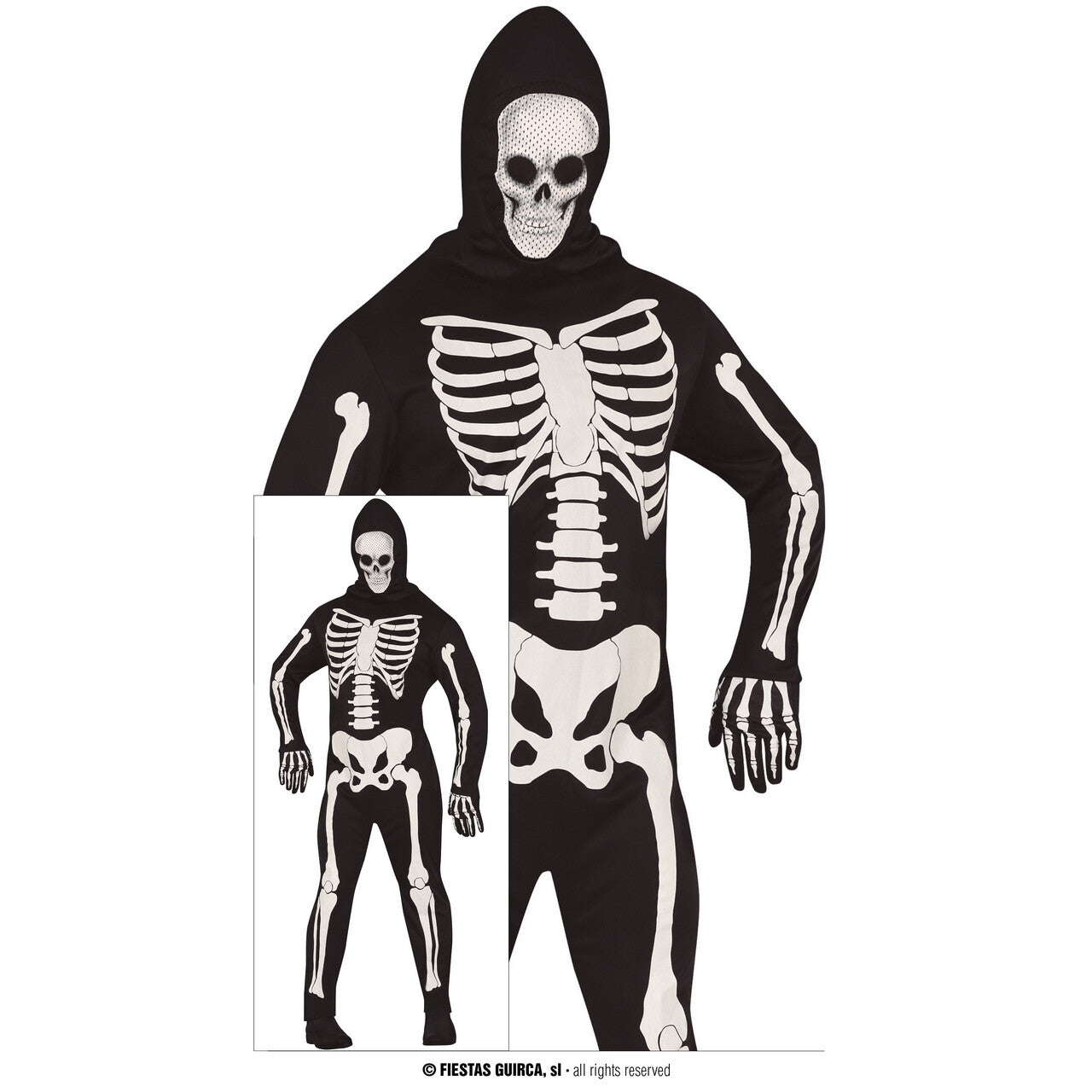 Op deze afbeelding zie je een Kostuums, van het merk Guirca. Skeleton Passing By Man Kostuum