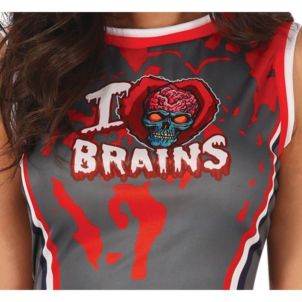 Op deze afbeelding zie je een Kostuums, van het merk Guirca. Populaire I Love Brains Cheerleader Zombie Ball Team Vrouw Kostuum