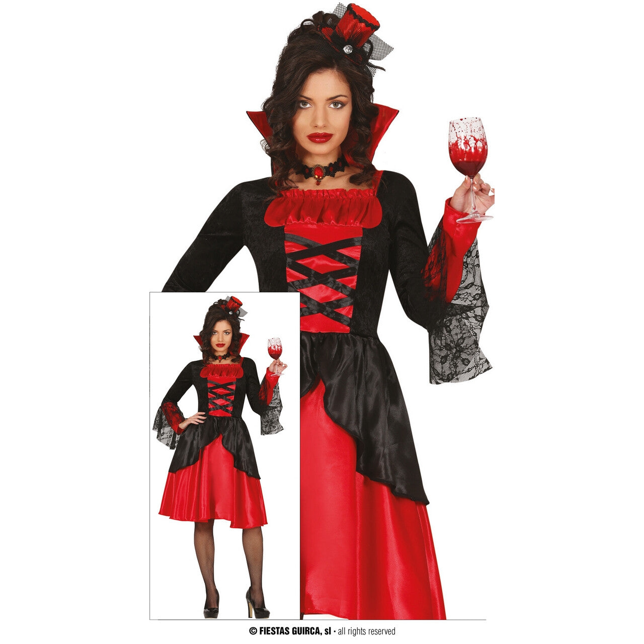 Op deze afbeelding zie je een Kostuums, van het merk Guirca. Dorstige Vampirina Vanity Vrouw Kostuum