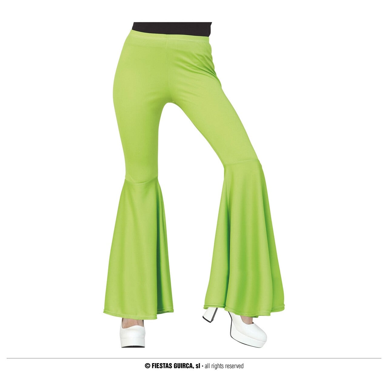 Op deze afbeelding zie je een Kostuums, van het merk Guirca. Groene Wijde Pijpen Disco Broek 70s Vrouw