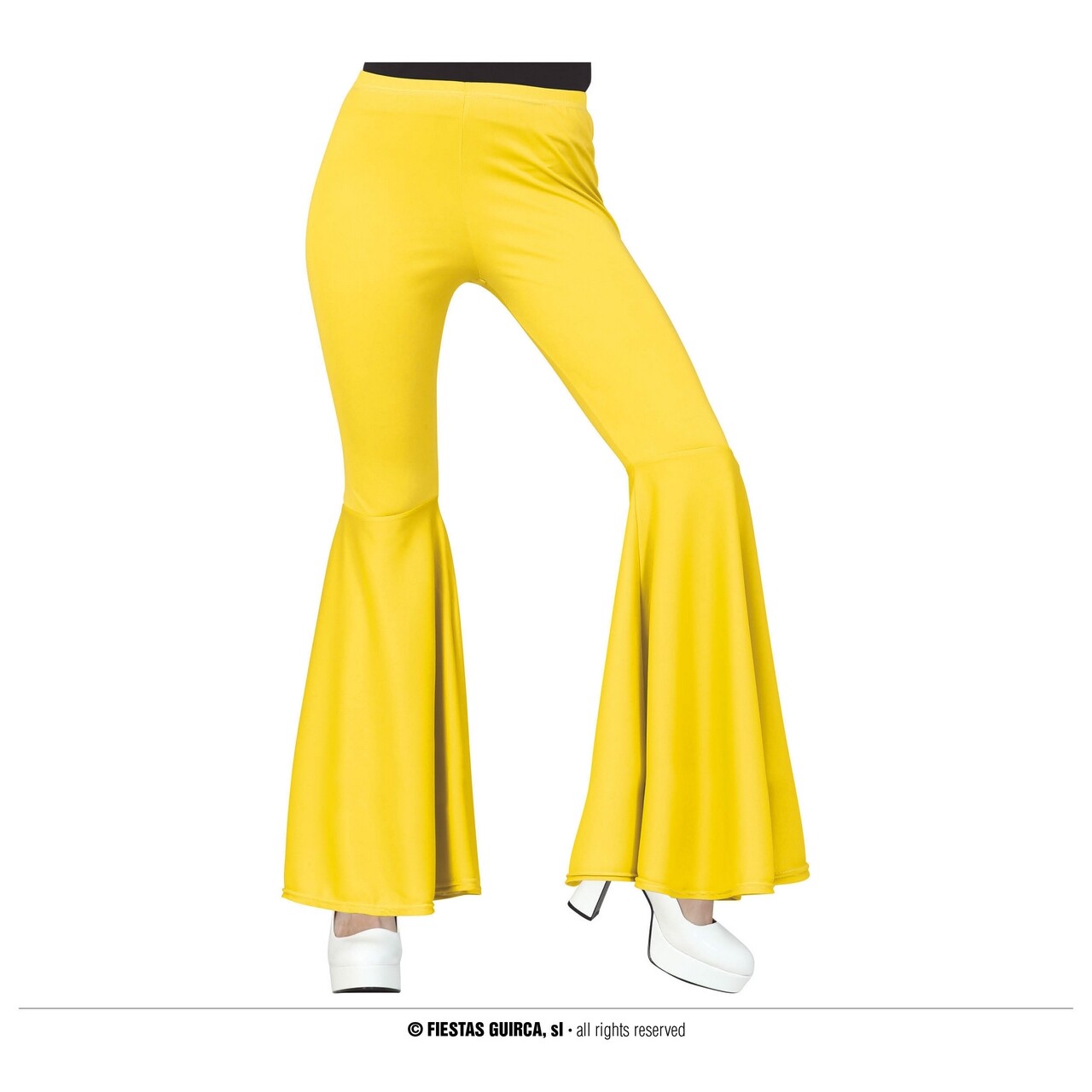 Op deze afbeelding zie je een Kostuums, van het merk Guirca. Gele Wijde Pijpen Disco Broek 70s Vrouw