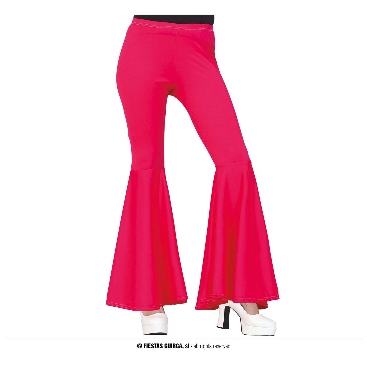 Op deze afbeelding zie je een Kostuums, van het merk Guirca. Roze Wijde Pijpen Disco Broek 70s Vrouw